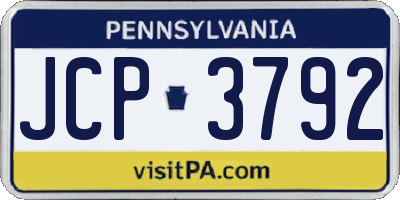 PA license plate JCP3792
