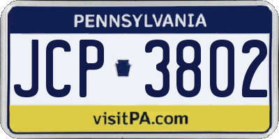 PA license plate JCP3802