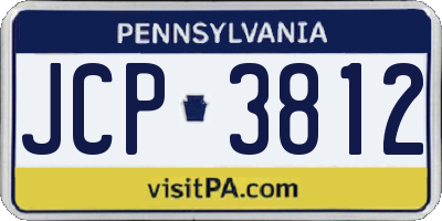 PA license plate JCP3812