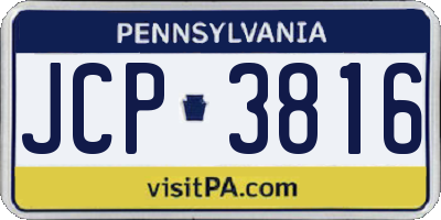 PA license plate JCP3816