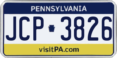 PA license plate JCP3826