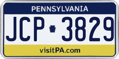 PA license plate JCP3829