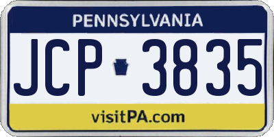 PA license plate JCP3835