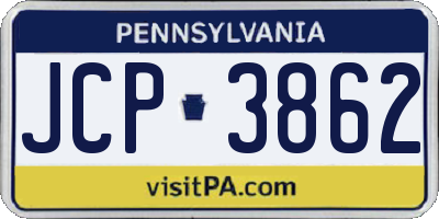 PA license plate JCP3862