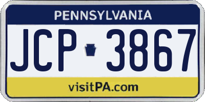 PA license plate JCP3867