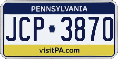 PA license plate JCP3870