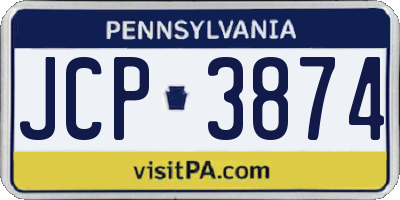 PA license plate JCP3874