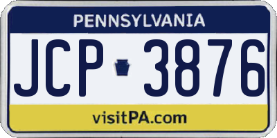 PA license plate JCP3876
