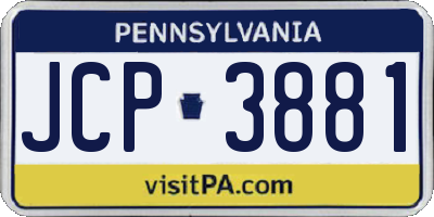PA license plate JCP3881
