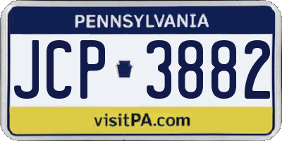 PA license plate JCP3882