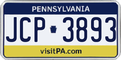 PA license plate JCP3893