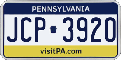 PA license plate JCP3920