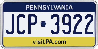 PA license plate JCP3922
