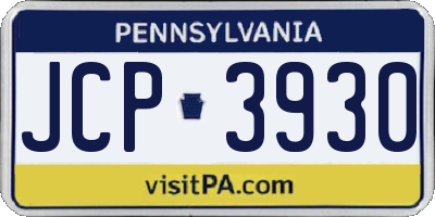 PA license plate JCP3930