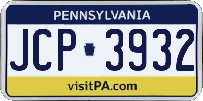 PA license plate JCP3932