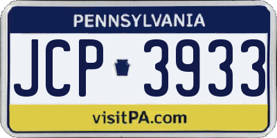 PA license plate JCP3933