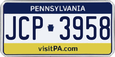 PA license plate JCP3958