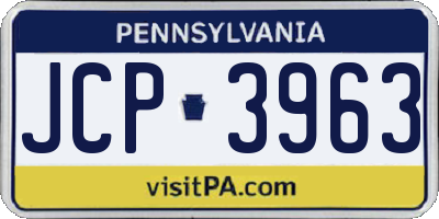 PA license plate JCP3963