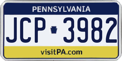 PA license plate JCP3982