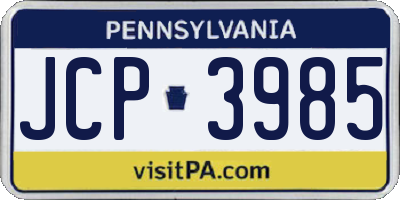 PA license plate JCP3985