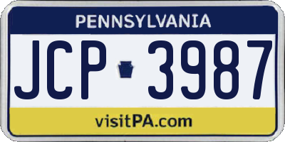 PA license plate JCP3987