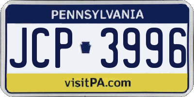 PA license plate JCP3996