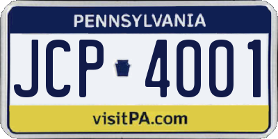 PA license plate JCP4001