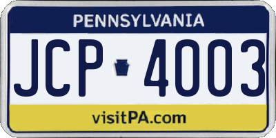 PA license plate JCP4003