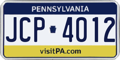 PA license plate JCP4012
