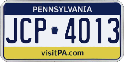 PA license plate JCP4013