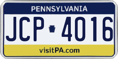 PA license plate JCP4016