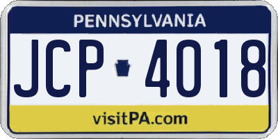 PA license plate JCP4018