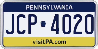 PA license plate JCP4020