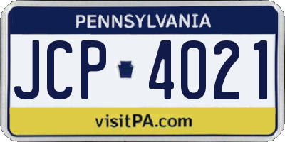 PA license plate JCP4021