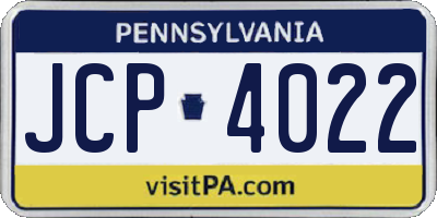 PA license plate JCP4022
