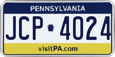 PA license plate JCP4024