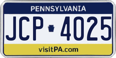 PA license plate JCP4025