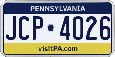PA license plate JCP4026