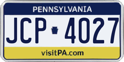 PA license plate JCP4027