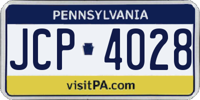 PA license plate JCP4028