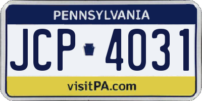 PA license plate JCP4031