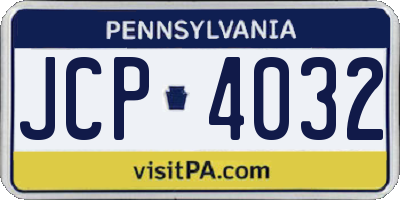 PA license plate JCP4032