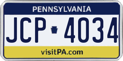 PA license plate JCP4034