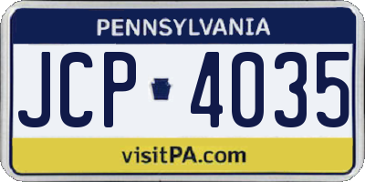 PA license plate JCP4035