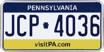 PA license plate JCP4036