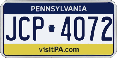 PA license plate JCP4072