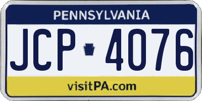 PA license plate JCP4076