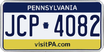 PA license plate JCP4082