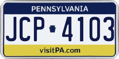 PA license plate JCP4103