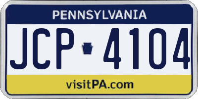 PA license plate JCP4104